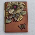 Jay Strongwater Folding Travel Frame Enamel Swarovski Crystals Floral Butterfly