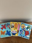 Lot Of Three Colorful Vintage Playskool Wood Board Puzzles Lightly Used Ages 1-3