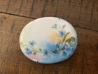 Antique Brooch Victorian Oval Porcelain Forget-me-nots Floral Pin Brooch  exc 