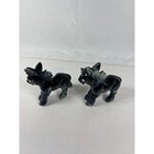 Vintage Ceramic Donkey Figurines Set Of 2 Black Gloss Miniature Burro Statues