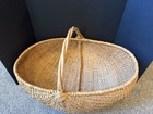 Antique Vintage Basket With A Splint Buttocks Design And Twisted Handle 21x14