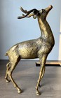 Vintage Large Brass Buck And Doe Deer Pair Figurines   Sculptures