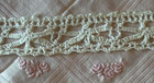 Antique vintage Crochet Bobbin Lace White Cotton Trim 1  X 32 