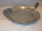 Vintage Hammered Aluminum  Swirled Handled Serving Tray Pinecones   Needles Mcm
