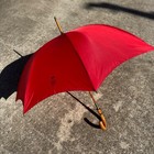Vintage Swaine Adeney Brigg Cane Umbrella Gold Collar Made In England Red