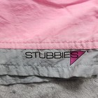 Vintage 80s 90s Stubbies Swim Shorts Mens 34 Pink Gray Drawstring Lined Beach