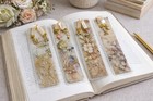 Set Of 4 Bookmarks With Delicate Florals And Elegant Charm Accents New