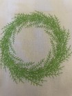 New - Hand Made Embroidered Cotton Dish Towel  Green Wreath White Background
