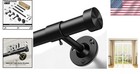 Heavy Duty Curtain Rod 32-150 Inch Black Adjustable Window Treatment Rods