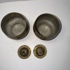 Pair Of Vintage Floral Etched Solid Brass Candle Holder  Glasses Made In India