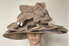 Custom-made By Suzanne Couture Millinery Formal Beige Hat With Leaves Compositio