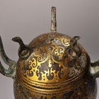 9 6 china Ancient Bronze Ware Gilt Text Inscription Incense Burner Censer Statue