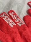 Victoria s Secret Pink Knit Gloves Neon Coral Pink Logo Nwot