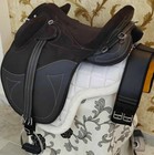 New Synthetic Australian Stock Saddle With Horn Set Black