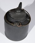 Chinese Black Yixing Clay Straight Body Teapot With Brass   Copper Bail Handles