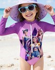 Girls K-pop One Piece Swimsuit Purple Long Sleeve Zip Front Swimwear Size 4y