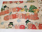 Vtg Christmas Wrapping Paper Gift Wrap 2 Large Sheets Music Red Birds   Snowmen