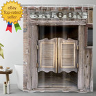 Rustic Western Shower Curtain Vintage Antique Wild West Cowboy Saloon Bar
