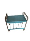 Vintage Metal Rolling Cart 2 Tier Serving Bar Cart Blue Chrome Mid Century As Is