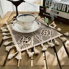 2pc 12inch Vintage Cotton Hand Crochet Lace Doilies Square Table Placemats Doily