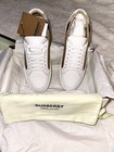 Burberry Women   s White beige Leather Check Low Top Lace-up Sneakers Eu 38
