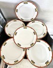 Rare Antique Burgess And Leigh  hamilton    Burgundy Gold 6 Dinner Plates  26cm 