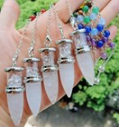 5pcs Natural Rock Quartz Stone Bullet Head Pendulum Pendants Jewelry Making