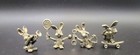 Vintage Pewter Miniature Character  Rabbits Bunny Figurine Lot Of 4