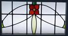 Pretty Floral Midsize Old English Leaded Stained Glass Window 27 5  X 15 75 