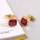 Heated Ruby Gemstone With 18k Gold Plated Silver Cufflinks  709