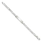 Sterling Silver Engraveable Childrens Id On Figaro Link Bracelet 6 