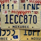 1990s Mississippi Vintage Embossed  License Plate Tags
