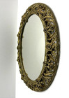 Vintage Oval Dresser Vanity Mirror Perfume Tray Gold Color Nice