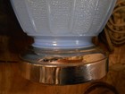 Vintage Pair Glass Table Lamps With Light Up Base Blue Restoration parts