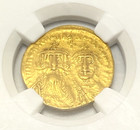 Byzantine Empire 613-641 Heraclius Constantine Gold Coin Two Emperors Ngc Ch Xf