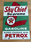 Vintage 1961 Texaco Sky Chief Su-preme Gasoline Advertising Porcelain Sign