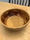 Vintage Handmade Wooden Wood  Bowl Mcm 1966 Turned Wood Beautiful Lines 