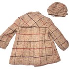 Vintage 1950s Toddler Wool Plaid Double Breasted Coat Hat Cap Set 3t