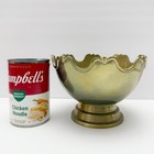 Vintage Solid Brass Scalloped Pedestal Bowl Made In India