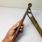 Very Big Antique Chinese Wood Handle Iron Chain Whip Weapon