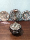 14 Pc Vtg Turkish Hand Etched Copper Vase Plate Bowls Gulistan erzincanlilar E42