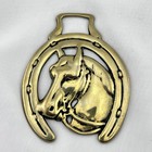 Brass Horse Medallion Antique English Traditional Head Bridle Large Cast Harness