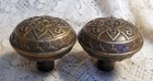 2 Antique Victorian Brass Door Knob Eastlake  Pattern 19th Century  10