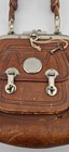 Small Antique Victorian Leather Handbag Purse With Key