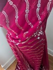 Sheer Saree shawl Fabric Maroon And Silver 205   x 44 5   