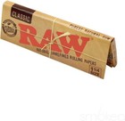 Raw Unrefined Classic 1 25 1 1 4 Size Cigarette Rolling Papers 50 Leaves 6 Pack