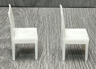 Vintage Dollhouse Furniture White Pearl Plastic Dining Chairs Miniature Set Of 2