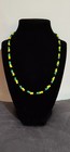 Jamaica Glass Seed Bead Long Necklace Bead Chain Black Green Yellow  25 