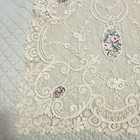 Antique Net Lace Table   Dresser Runner W embroidery Petit Point French 42   x17   