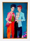 Signed Vtg Retro Mid Century Modern Female  Woman   s Oil Painting Canvas Frame